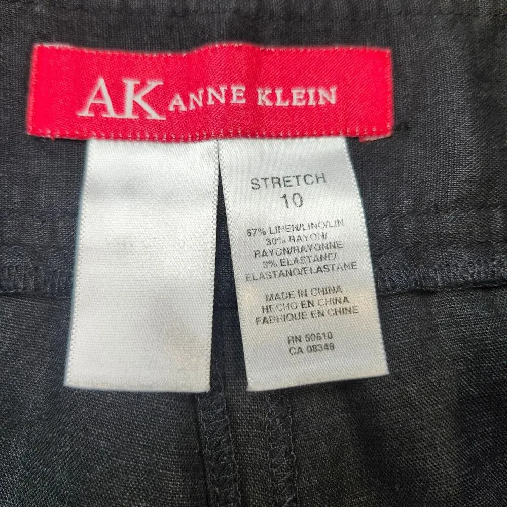 Anne Klein Black Linen Pants Wide Leg size 10